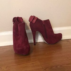 Burgundy suede booties